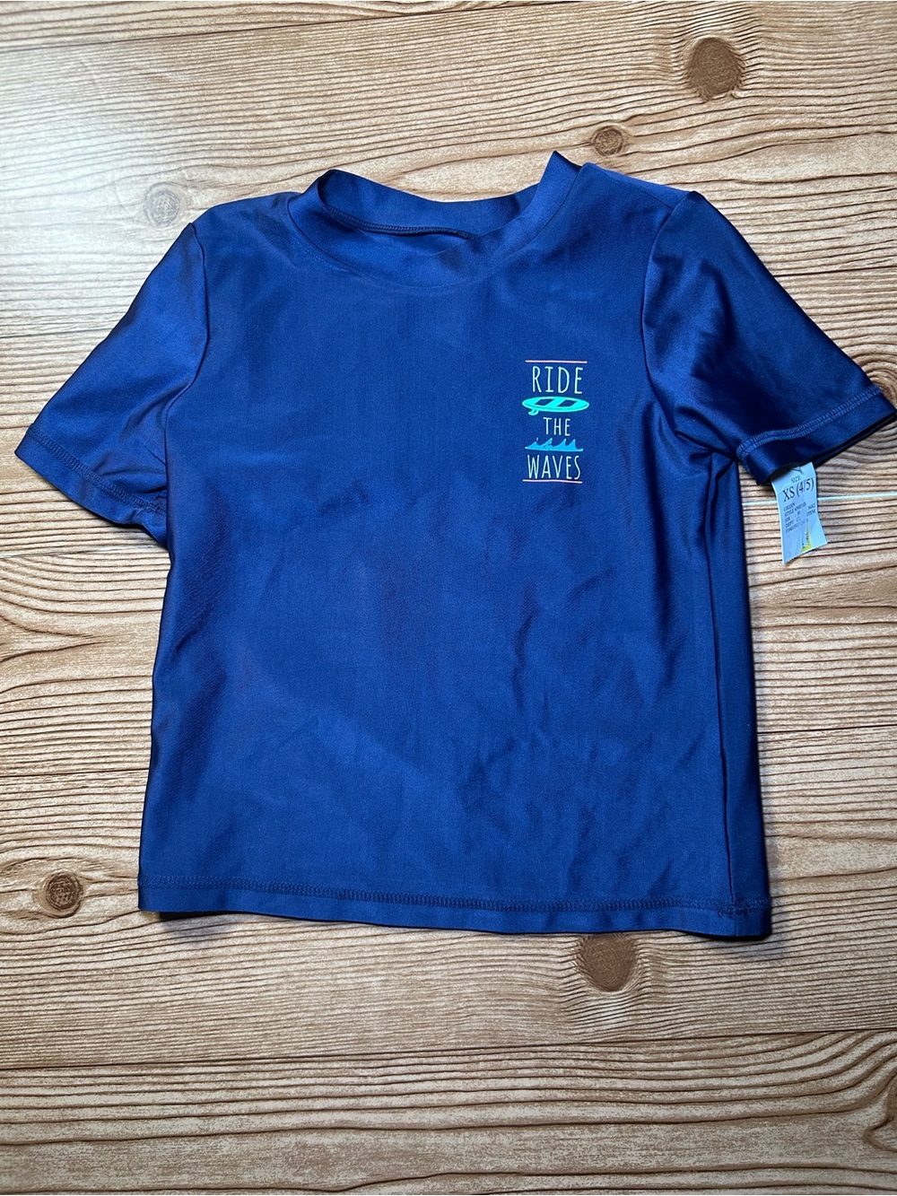 Boys Cat And Jack Short Sleeve Swim Top Size XS, Blue